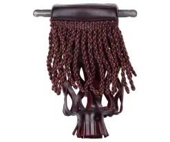 Burgundy Fringe Leather Pocket Set (Set Of 6)