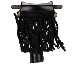 Black Fringe Leather Pocket Set (Set Of 6)